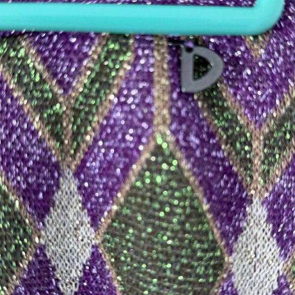 Dixie Metallic Wide Leg Pants Disco 70s 80s Purple Green Gold S Italy - Picture 6 of 13